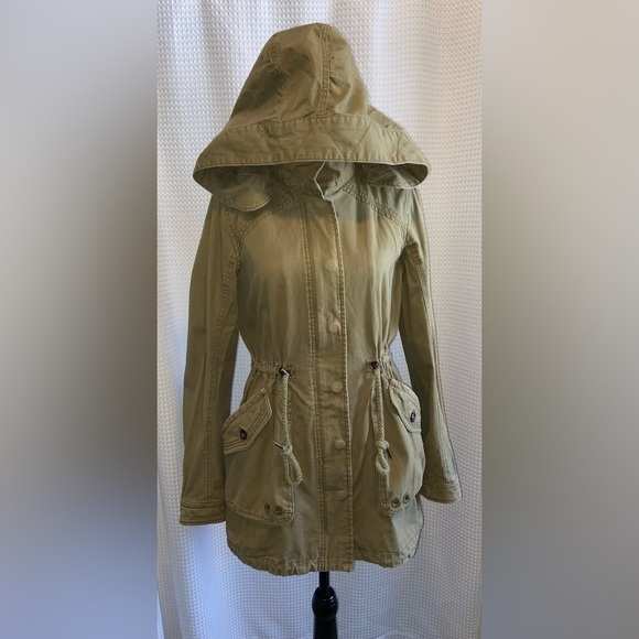 Women’s‎ Garage 100% cotton kaki hooded with pockets utility Jacket Sz small - Picture 3 of 16